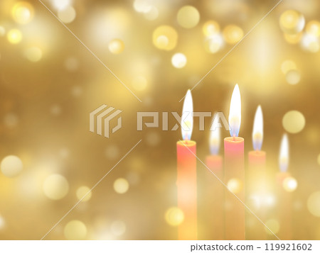 Lighted candles and snow, sparkling background illustration Lighted candles and snow, sparkling background illustration 119921602
