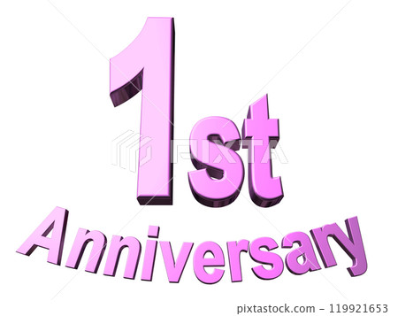 3DCG text "1st Anniversary" in purple, pink 119921653