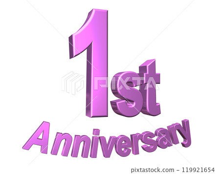 3DCG text "1st Anniversary" in purple, pink 119921654