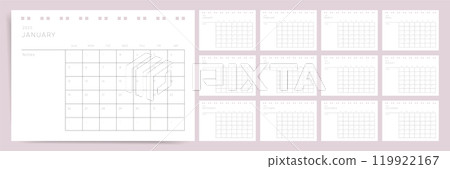 2025 Calendar Vector, Monthly Planner Starting Sunday 119922167