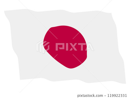 Illustration of the Japanese flag fluttering in the wind 119922331
