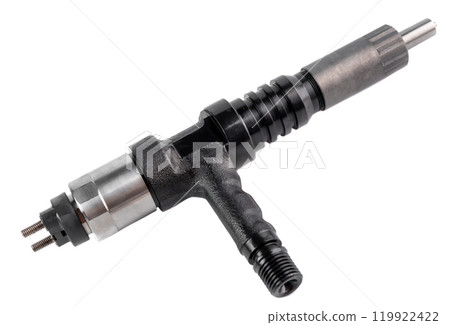 New fuel injector on white background close up 119922422