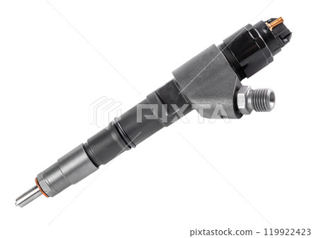 New fuel injector on white background close up New fuel injector on white background close up 119922423