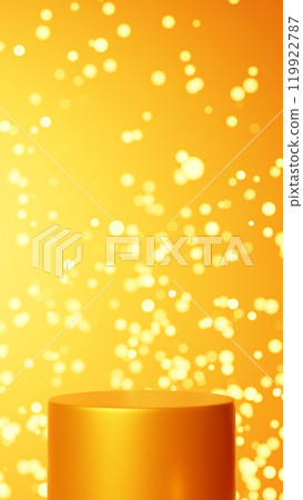 Round light and pedestal on an orange background. 3D (portrait) Round light and pedestal on an orange background. 3D (portrait) 119922787