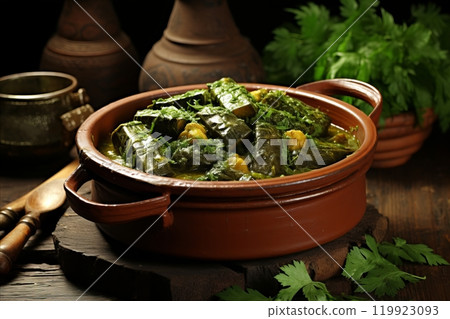 Delicious and authentic mexican mole poblano. a tasty and appetizing dish for food lovers 119923093