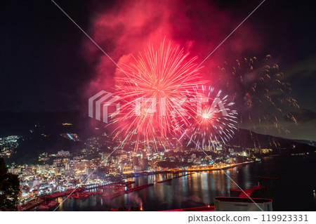 <Shizuoka Prefecture> Atami Fireworks Festival - Night view overlooking the city of Atami 119923331