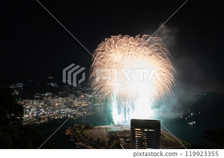 <Shizuoka Prefecture> Atami Fireworks Festival - Night view overlooking the city of Atami 119923355