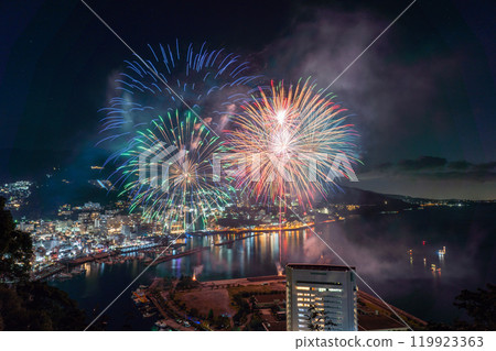 <Shizuoka Prefecture> Atami Fireworks Festival - Night view overlooking the city of Atami 119923363