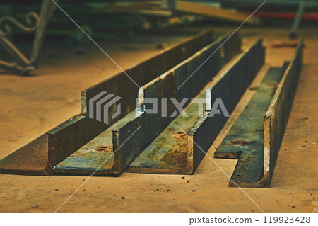 Iron steel corner,angle for construction. Metal product.form of an L shaped 119923428