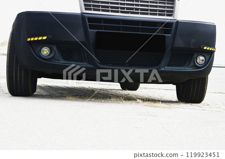 Fog light and LED side lights on black bumper in white Fog light and LED side lights on black bumper in white 119923451