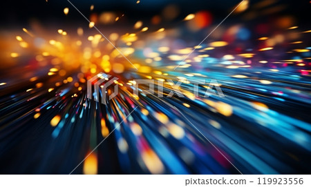 Close-up of brightly sparkling and pulsating colored lines against dark background 119923556