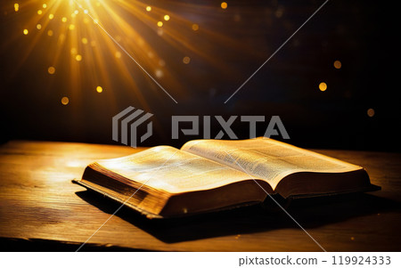open bible and mystical rays of light 119924333