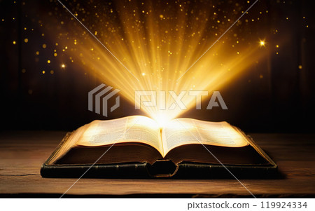 open bible and mystical rays of light 119924334