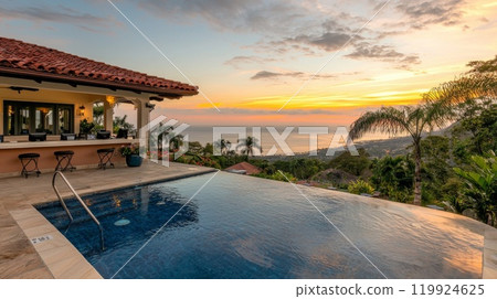 Luxury Hillside Villa with Infinity Pool Overlooking Breathtaking Ocean Sunset View 119924625