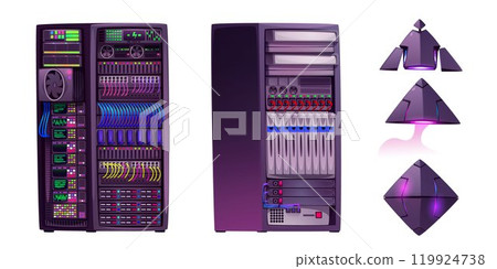 Data server rack for storage center vector icon 119924738
