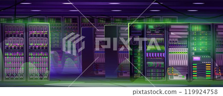 Modern data center room interior Modern data center room interior 119924758