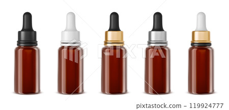 Cosmetic amber dropper bottle with pipette mockup 119924777