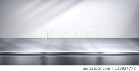 3d metal kitchen desk surface. Steel counter top 119924778