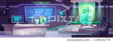 Sci-fi laboratory inside spacecraft 119924779