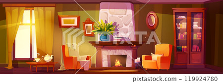 Cozy living room with fireplace Cozy living room with fireplace 119924780