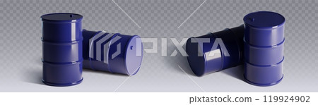 Dark blue metal oil barrel Dark blue metal oil barrel 119924902
