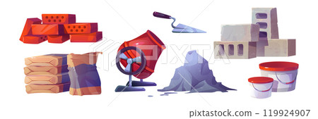 Building materials set isolated on white Building materials set isolated on white 119924907
