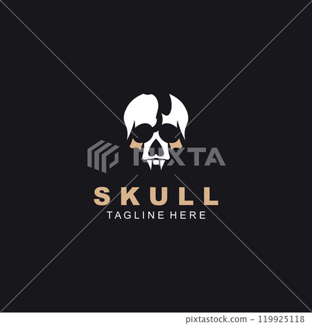 Skull skeleton logo Design vintage Template Idea on black background Skull skeleton logo Design vintage Template Idea on black background 119925118