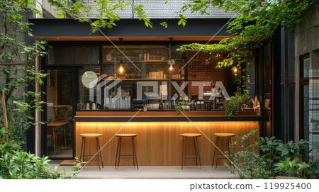 The appearance of a fashionable cafe 119925400