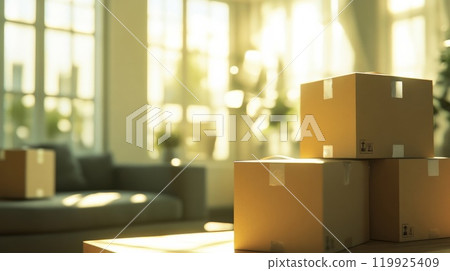 堆疊的紙板箱 119925409