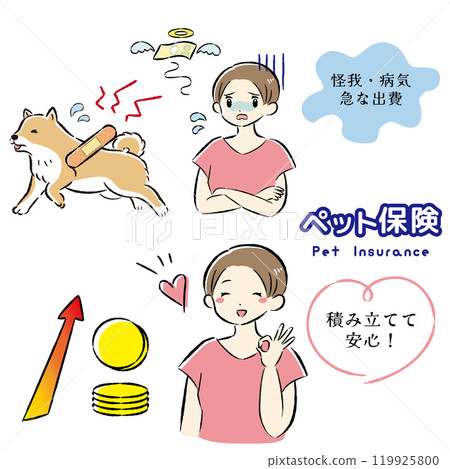 一隻受傷的狗及其難以支付治療費用的女主人的插圖集 一隻受傷的狗及其難以支付治療費用的女主人的插圖集 119925800