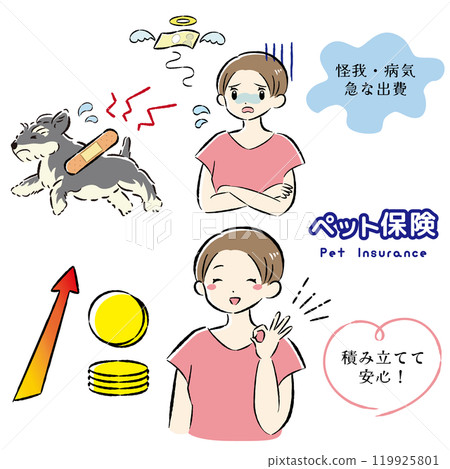 一隻受傷的狗及其難以支付治療費用的女主人的插圖集 119925801