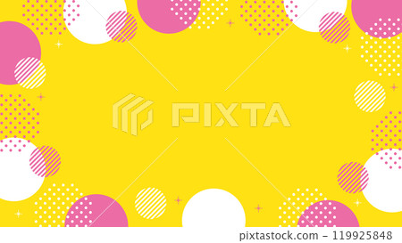 Yellow background geometric pink white polka dot frame vector Yellow background geometric pink white polka dot frame vector 119925848