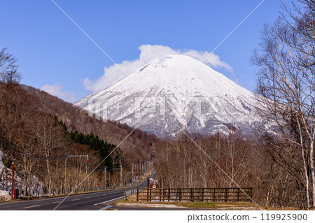Mount Yotei as seen from Aikawa Viewpoint Parking, Kimobetsu Town, Hokkaido [April] 119925900
