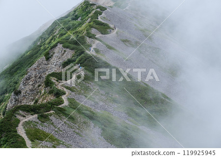 北阿爾卑斯山天然氣沸騰的山路（山脊線） 119925945
