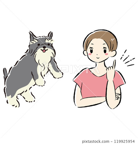 跳狗和主人指點(想出一個想法)插圖集 跳狗和主人指點(想出一個想法)插圖集 119925954