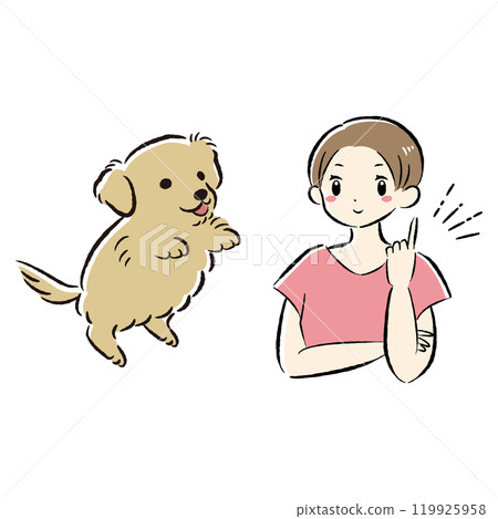 跳狗和主人指點（想出一個想法）插圖集 119925958