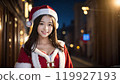 Beautiful Asian woman wearing Santa costume for Christmas 119927193