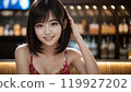 Beautiful Asian woman smiling at the bar counter 119927202