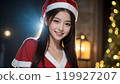 Beautiful Asian woman wearing Santa costume for Christmas 119927207