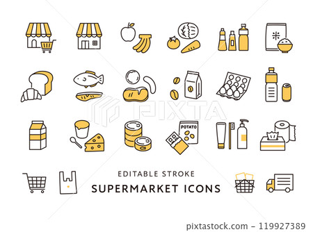 超市相關圖示集(顏色) 超市相關圖示集(顏色) 119927389