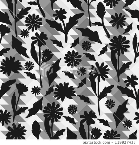 This elegant floral design featuring intricate shadows in black and white is perfect for contemporary modern decor 119927435