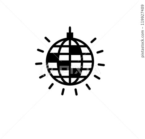 Party Mirror Disco Ball Solid Flat Vector Icon Isolated on White Background 119927489