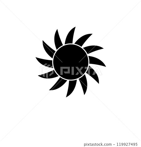 Solar Flare, Summer Sun, Sunlight Ray Solid Flat Vector Icon Isolated on White Background 119927495