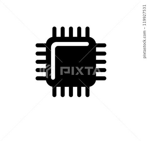 CPU Chip, Central Processing Unit Solid Flat Vector Icon Isolated on White Background 119927531
