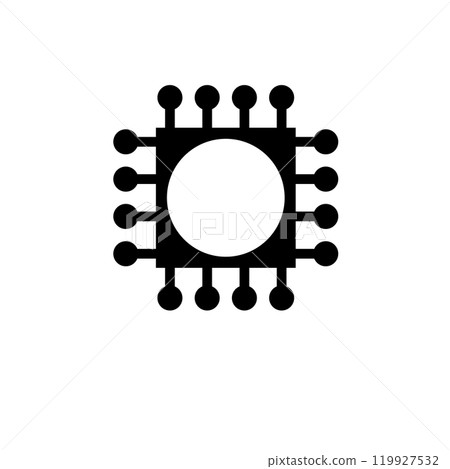 CPU, Processor, Microchip Solid Flat Vector Icon Isolated on White Background 119927532