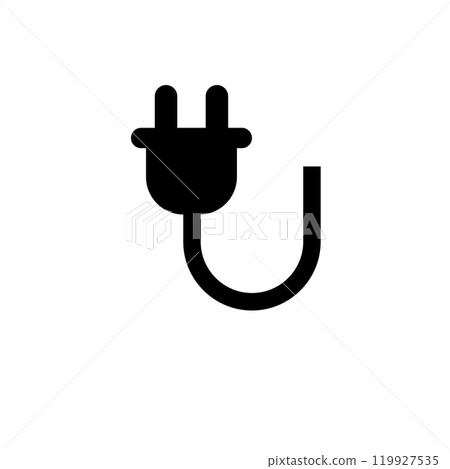 Electric Plug Cable Solid Flat Vector Icon Isolated on White Background Electric Plug Cable Solid Flat Vector Icon Isolated on White Background 119927535