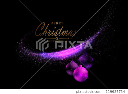 Merry Christmas. Arc with shiny minimal tinsel isolated from Christmas toys 119927734