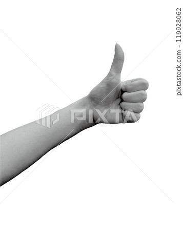 Woman's left hand making a good sign (monochrome) Woman's left hand making a good sign (monochrome) 119928062