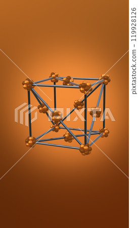Crystal Copper Lattice Model 3D Illustration. 119928126