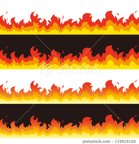 Seamless flame ribbon illustration set Fire tape 119928188